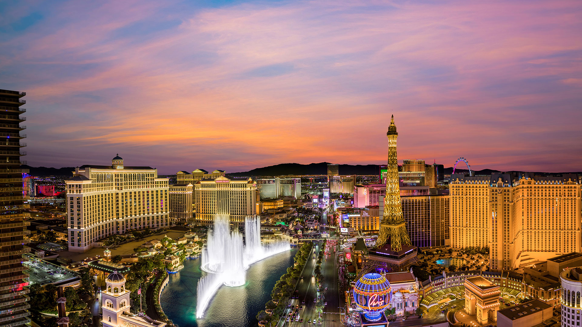 Las Vegas, NV skyline at sunset — Brightroc Marketing headquarters city